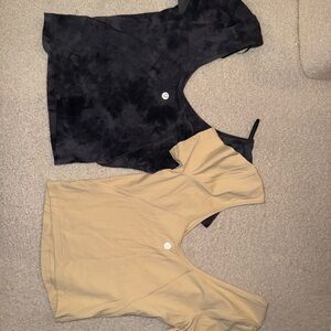 Lululemon Black and Tan Short Sleeve Tops